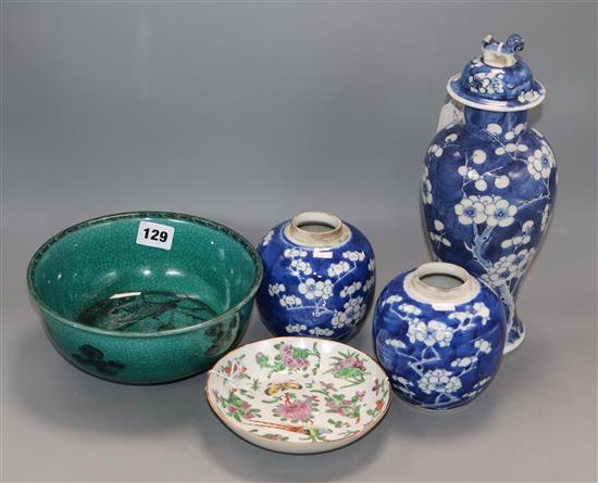 A group of Oriental ceramics tallest 28cm